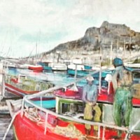 Oil on canvas Paternoster fishermen